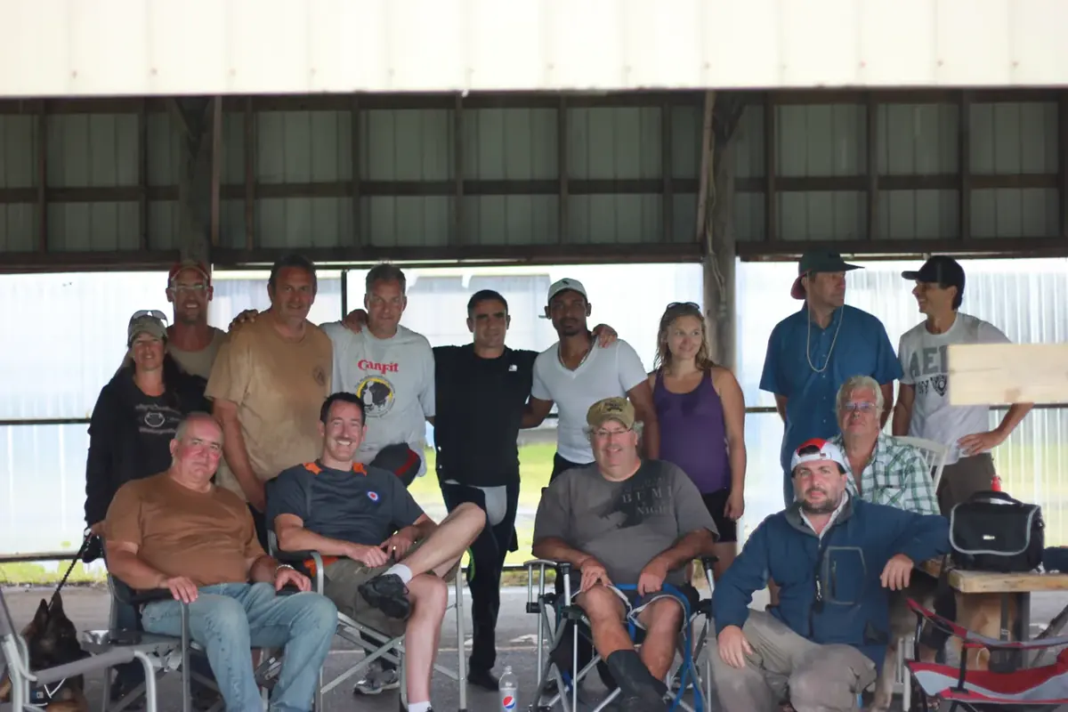 Jeremy with a group of trainers and handlers at a working-dog seminar